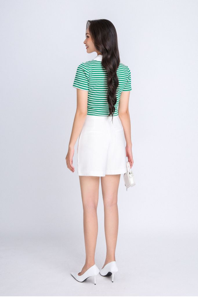 FAT7411 - Áo thun dạo phố vải len dáng croptop cổ đức phối vải thô tạo kiểu - PANTIO