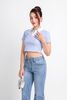 FAT7411 - Áo thun dạo phố vải len dáng croptop cổ đức phối vải thô tạo kiểu - PANTIO