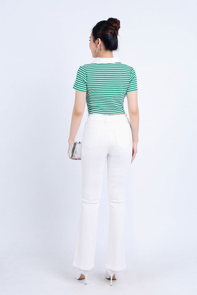 FQB160 - Quần Jean cao cấp vải Denim dáng loe ống vẩy kèm dây xích tạo kiểu - PANTIO