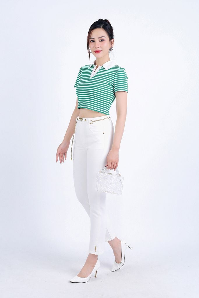 FQB166 - Quần Jean cao cấp vải Denim dáng ôm gấu xẻ kèm dây xích tạo kiểu - PANTIO