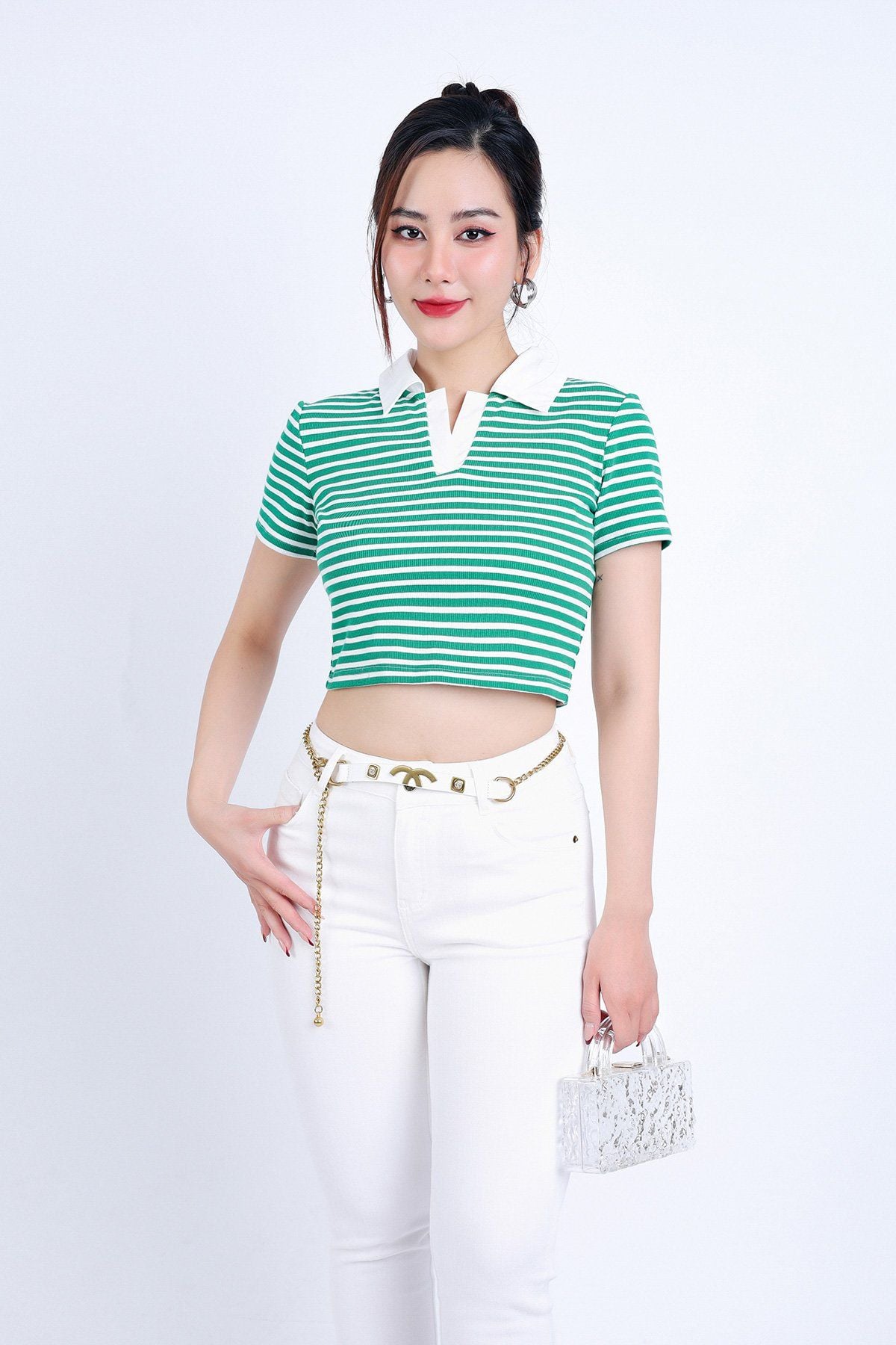 FQB166 - Quần Jean cao cấp vải Denim dáng ôm gấu xẻ kèm dây xích tạo kiểu - PANTIO