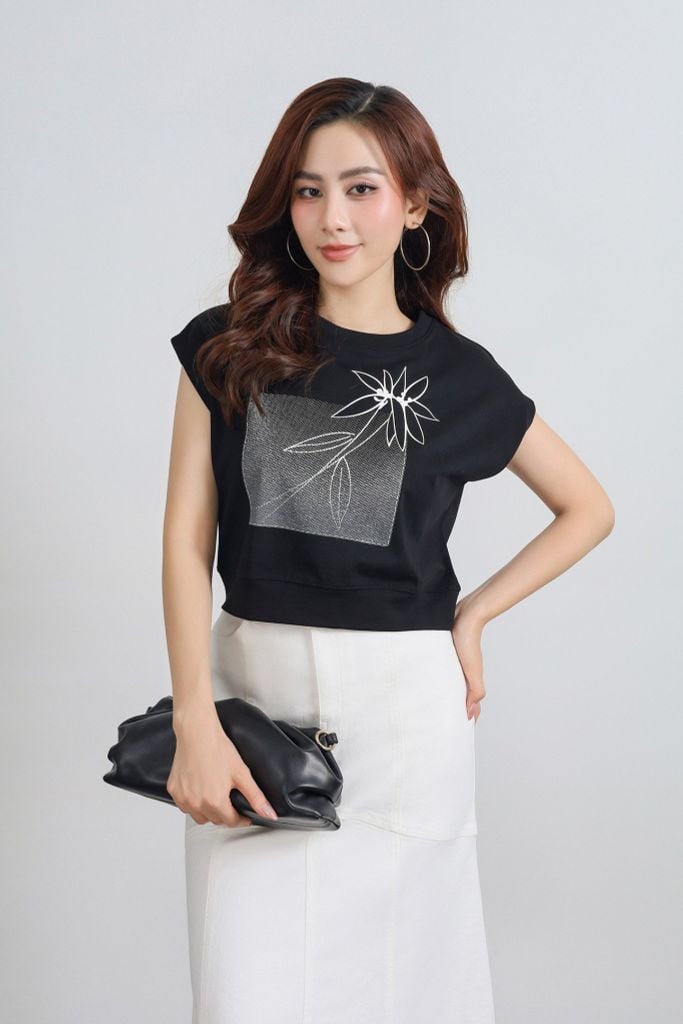 FAT7507 - Áo thun cao cấp vải cotton dáng croptop cổ tròn tay chờm thân áo in hoạ tiết thời trang - PANTIO
