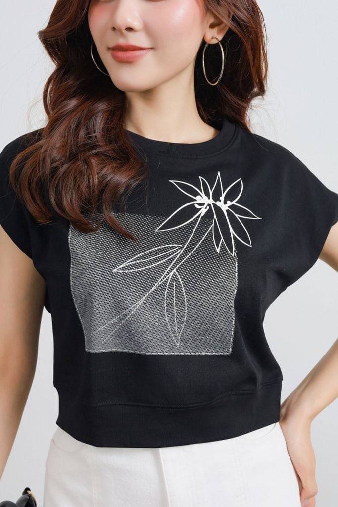 FAT7507 - Áo thun cao cấp vải cotton dáng croptop cổ tròn tay chờm thân áo in hoạ tiết thời trang - PANTIO