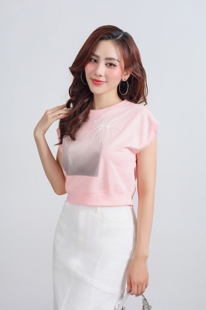 FAT7507 - Áo thun cao cấp vải cotton dáng croptop cổ tròn tay chờm thân áo in hoạ tiết thời trang - PANTIO