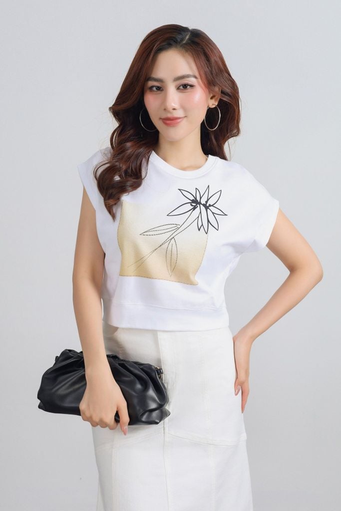 FAT7507 - Áo thun cao cấp vải cotton dáng croptop cổ tròn tay chờm thân áo in hoạ tiết thời trang - PANTIO