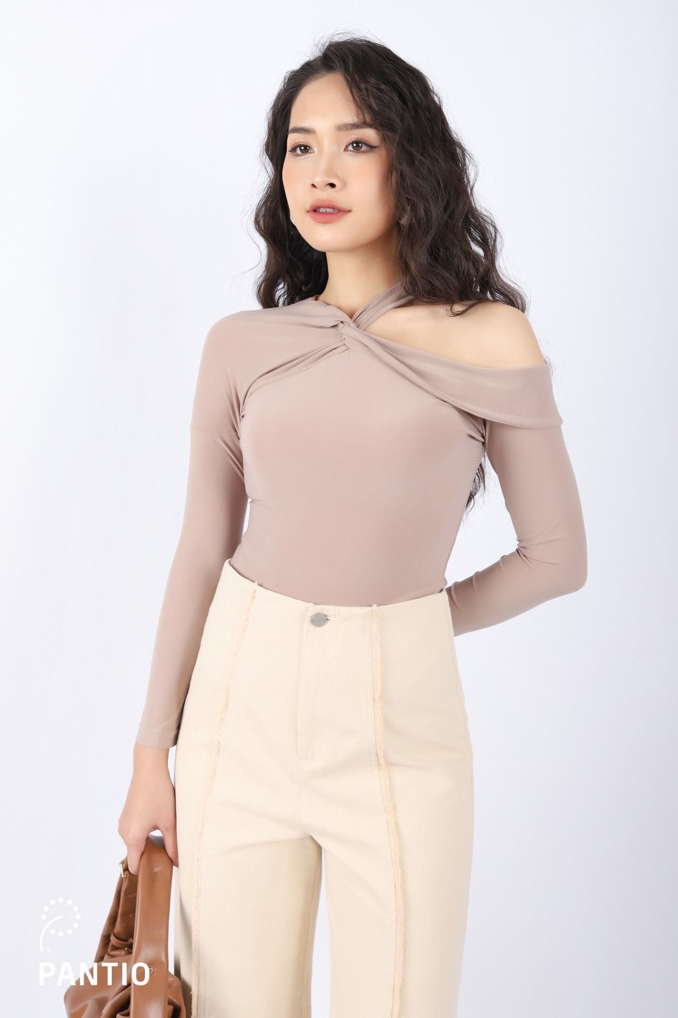 FQD51027 - Quần công sở vải kaki dáng suông ống rộng thân ống phối tua rua tạo kiểu - PANTIO