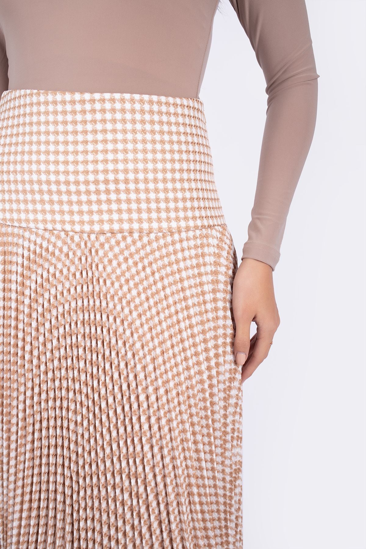 FJD71026 - Chân váy midi vải dạ dáng Xoè xếp ly cạp liền bản to khóa thân sau - PANTIO