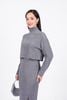 FAT9401 - Áo kiểu công sở vải nhung dáng lửng cổ cao tay dài thời trang - PANTIO
