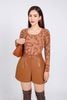 FAT9405 - Áo thun thời trang cao cấp vải len co giãn dáng ôm cổ vuông dài tay - PANTIO