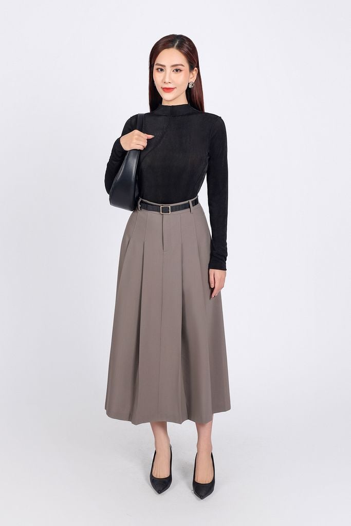 FAT9407 - Áo thun thời trang cao cấp vải len co giãn dáng ôm cổ cao dài tay hoạ tiết đường gân thời trang - PANTIO