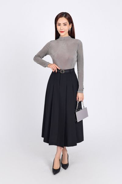 FAT9407 - Áo thun thời trang cao cấp vải len co giãn dáng ôm cổ cao dài tay hoạ tiết đường gân thời trang - PANTIO