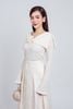 FAT9408 - Áo thun vải thô chun dáng ôm co giãn cổ kiểu bản to đính hoa tạo kiểu gấu tay loe thời trang - PANTIO