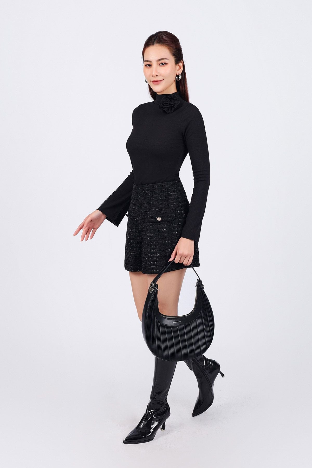 FQN7377 - Quần short vải dạ len dáng suông hai bên quần có túi đính khuy đá cao cấp - PANTIO