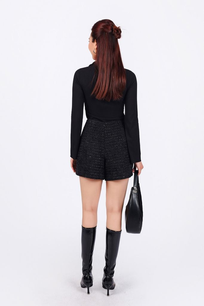 FQN7377 - Quần short vải dạ len dáng suông hai bên quần có túi đính khuy đá cao cấp - PANTIO