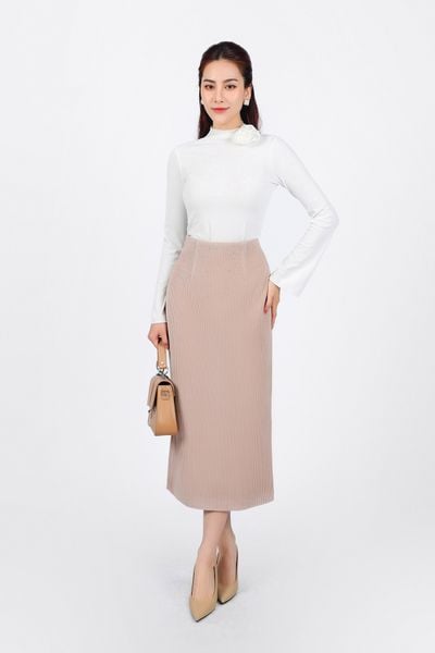 FJD91232 - Chân váy dài công sở vải nhung dáng bút chì thân váy đính đá cao cấp khóa thân sau - PANTIO