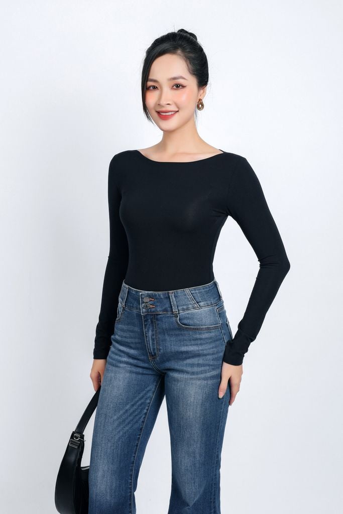 FAT9411 - Áo thun cotton dáng ôm cổ thuyền tay dài - PANTIO