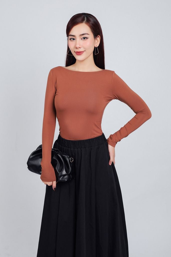 FAT9411 - Áo thun cotton dáng ôm cổ thuyền tay dài - PANTIO