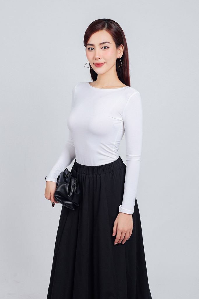 FAT9411 - Áo thun cotton dáng ôm cổ thuyền tay dài - PANTIO