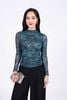 FAT9429 - Áo dệt kim cao cấp vải lưới dáng ôm co giãn cổ cao viền ren thời trang - PANTIO