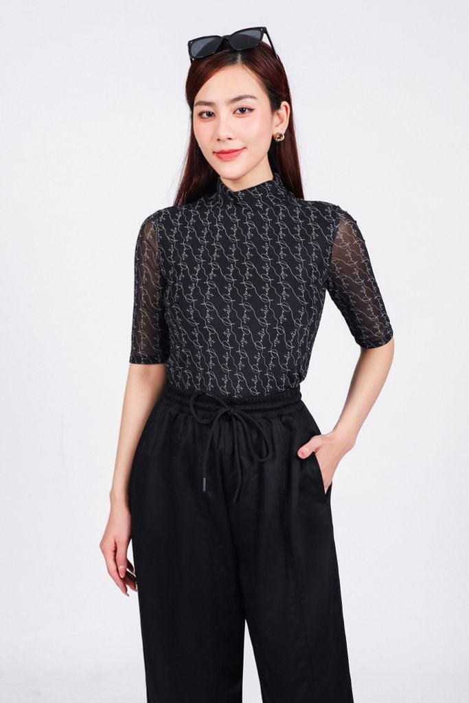 FQD51151 - Quần dài dạo phố vải kaki dáng bomber cạp chun co giãn phối dây nơ tạo kiểu - PANTIO