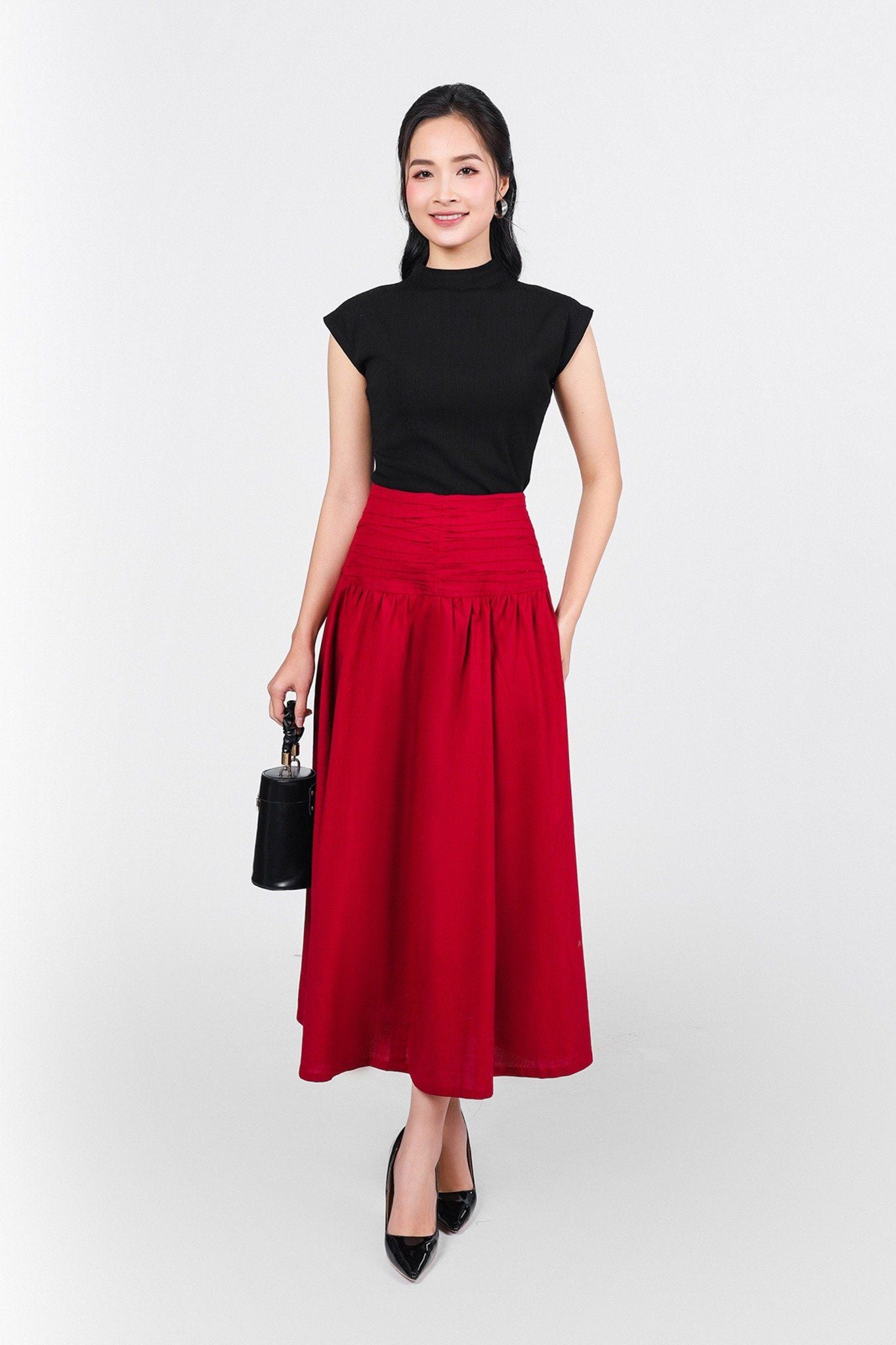 FAT9476 - Áo thun cao cấp vải len tăm dáng ôm cổ cao vai chờm - PANTIO