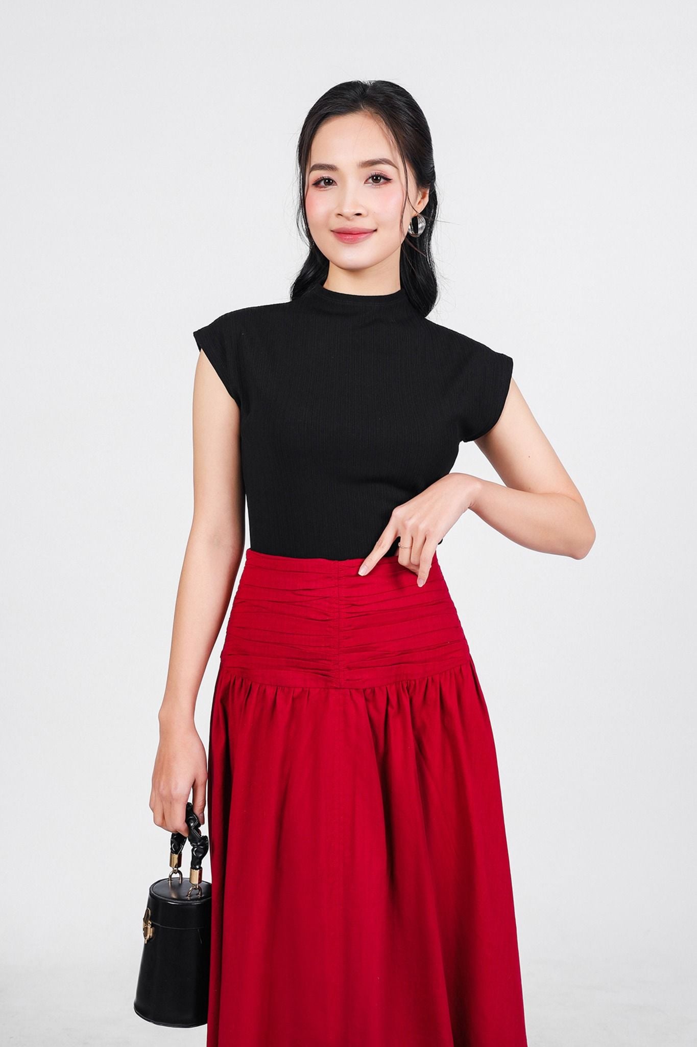 FAT9476 - Áo thun cao cấp vải len tăm dáng ôm cổ cao vai chờm - PANTIO