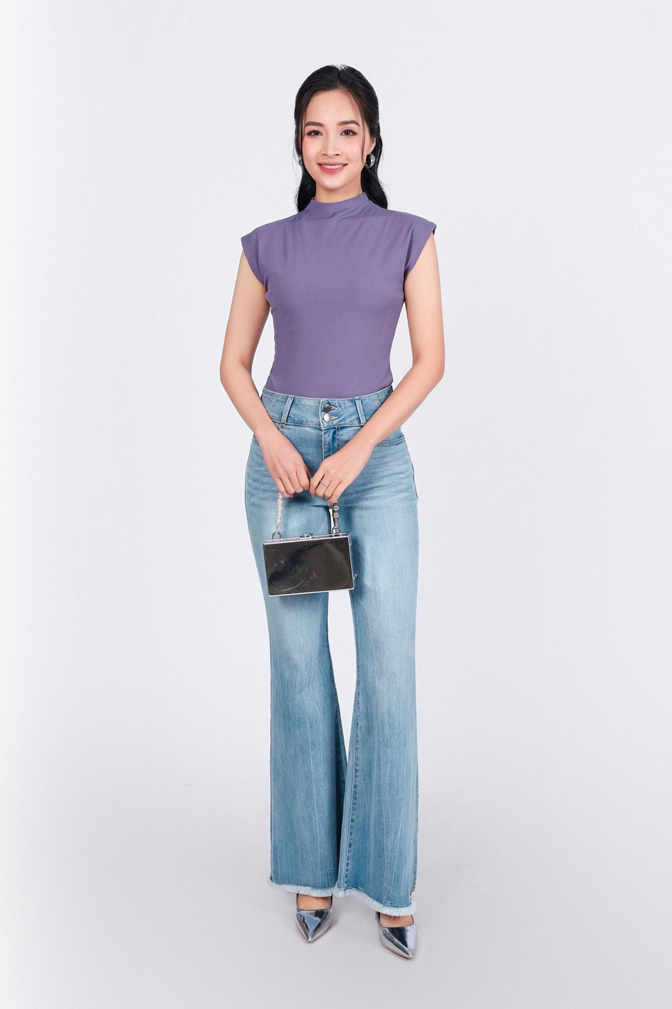 FAT9476 - Áo thun cao cấp vải len tăm dáng ôm cổ cao vai chờm - PANTIO