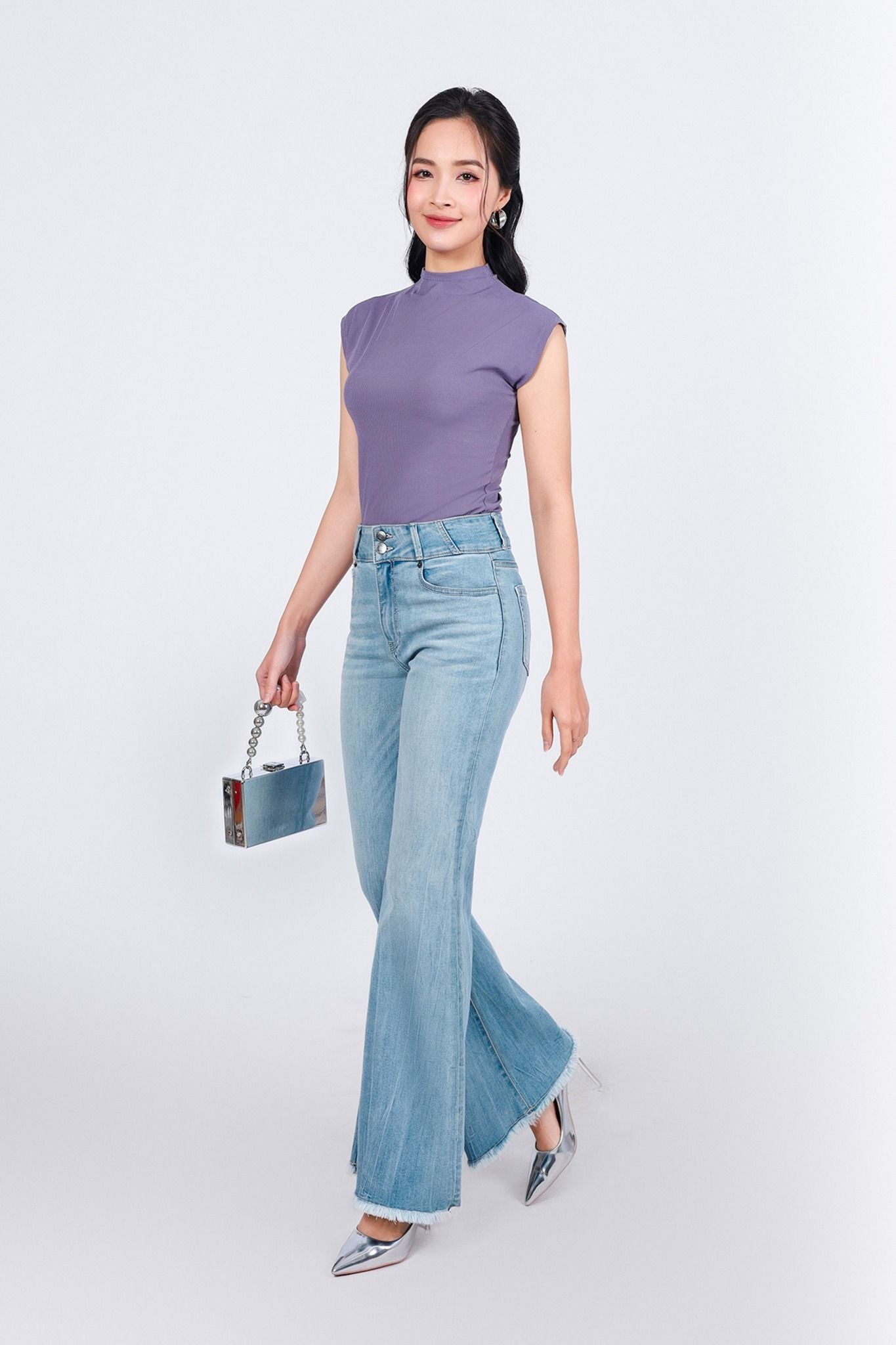 FAT9476 - Áo thun cao cấp vải len tăm dáng ôm cổ cao vai chờm - PANTIO