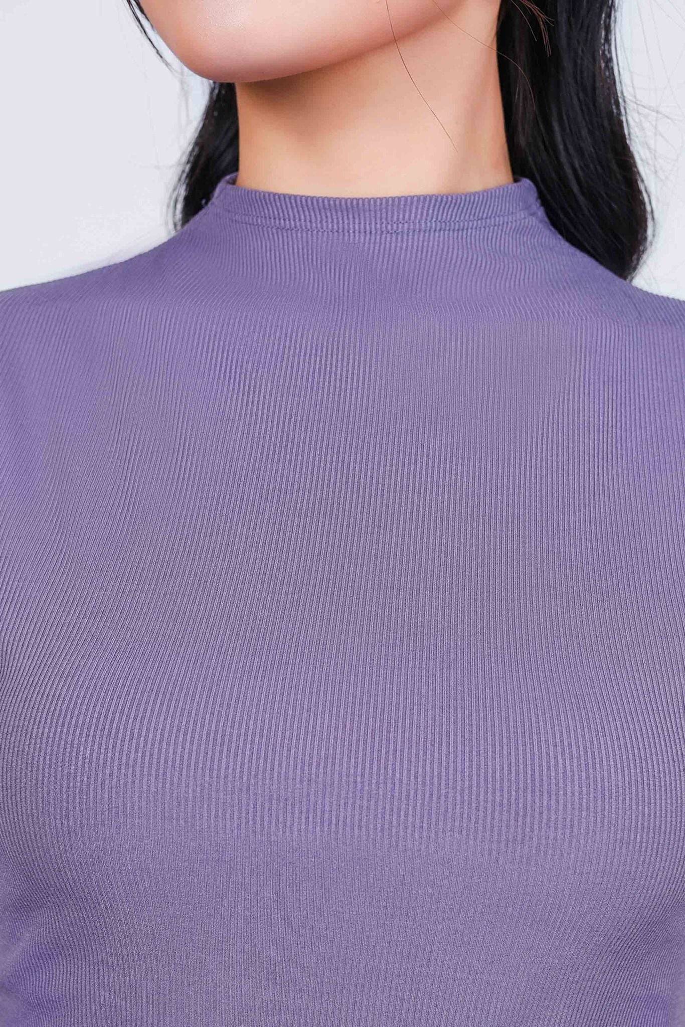 FAT9476 - Áo thun cao cấp vải len tăm dáng ôm cổ cao vai chờm - PANTIO