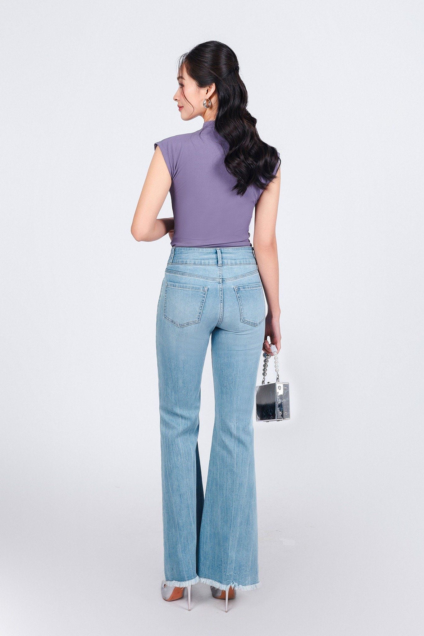 FAT9476 - Áo thun cao cấp vải len tăm dáng ôm cổ cao vai chờm - PANTIO