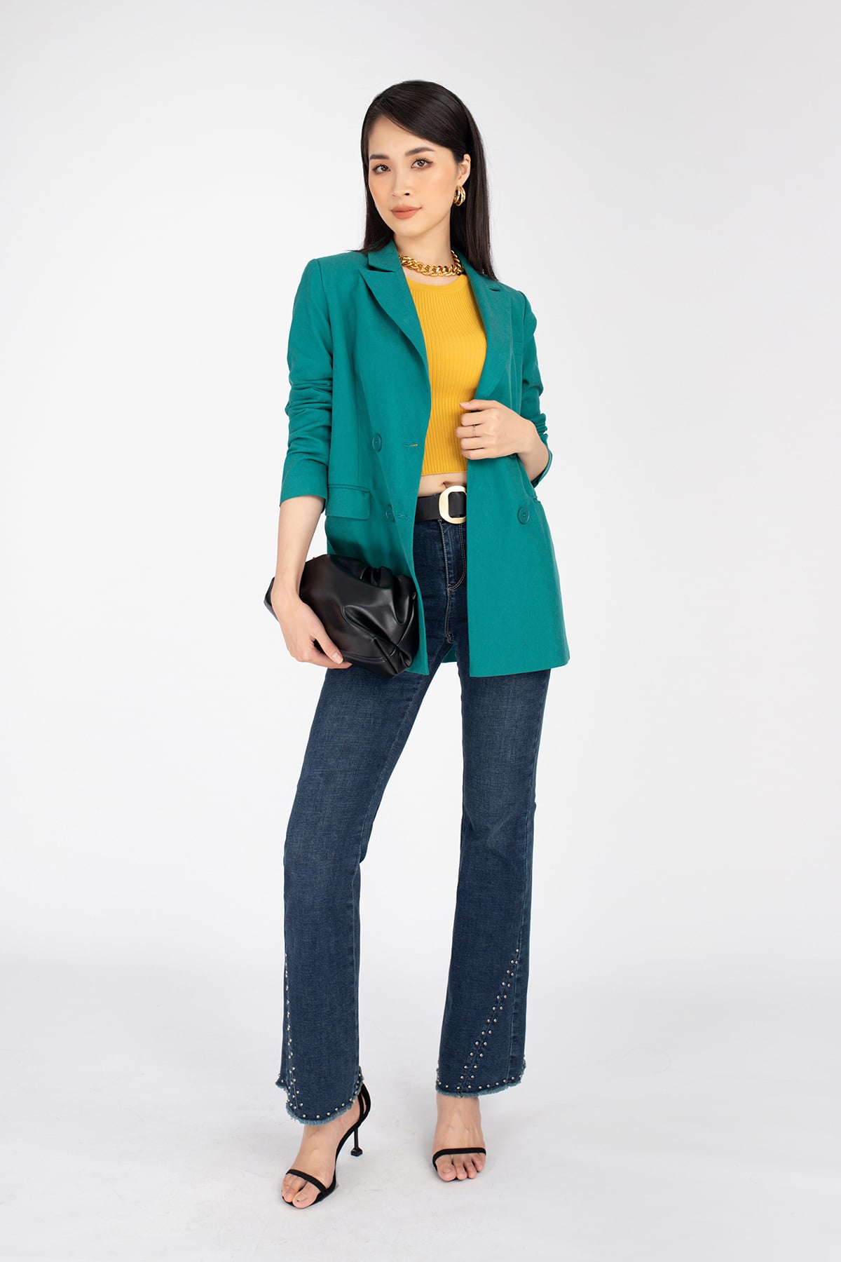 Áo vest nữ chất liệu thô cổ hai ve dài tay FAV7903 - PANTIO