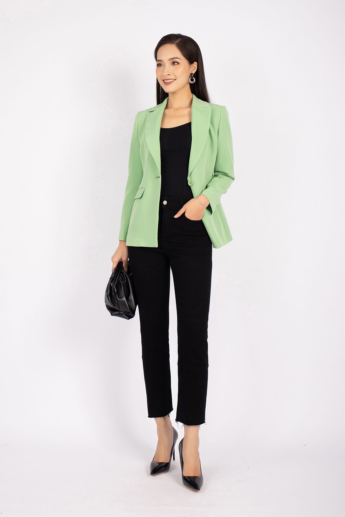 FAV9922 - Áo vest nữ công sở vải thô dáng suông cổ 2 ve phối túi thân ngực - PANTIO