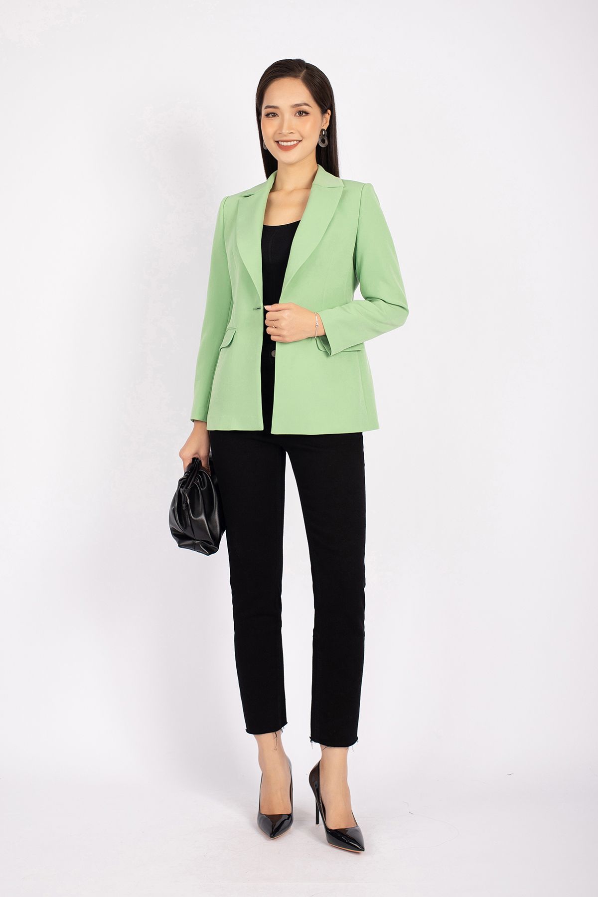 FAV9922 - Áo vest nữ công sở vải thô dáng suông cổ 2 ve phối túi thân ngực - PANTIO
