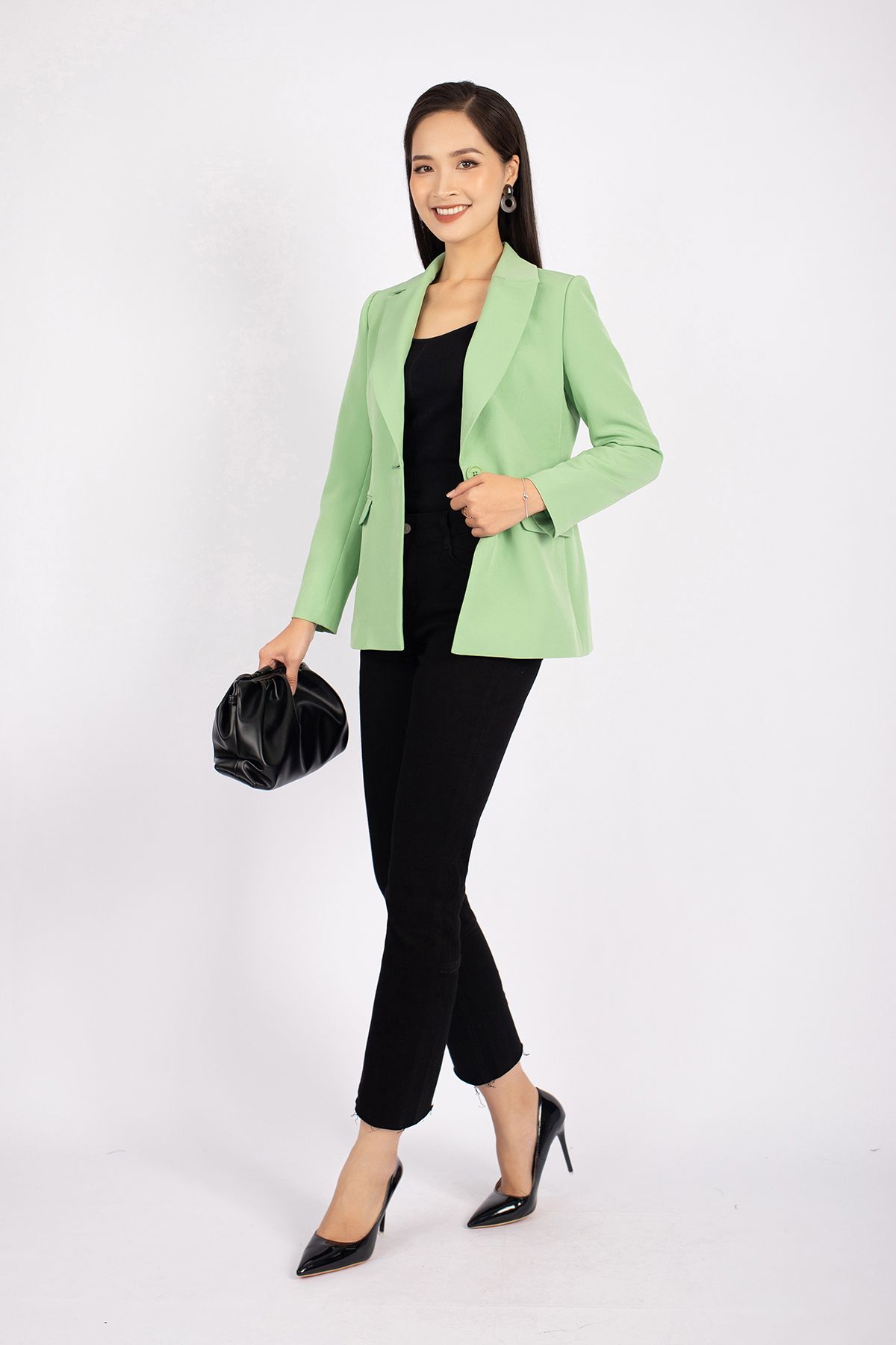 FAV9922 - Áo vest nữ công sở vải thô dáng suông cổ 2 ve phối túi thân ngực - PANTIO