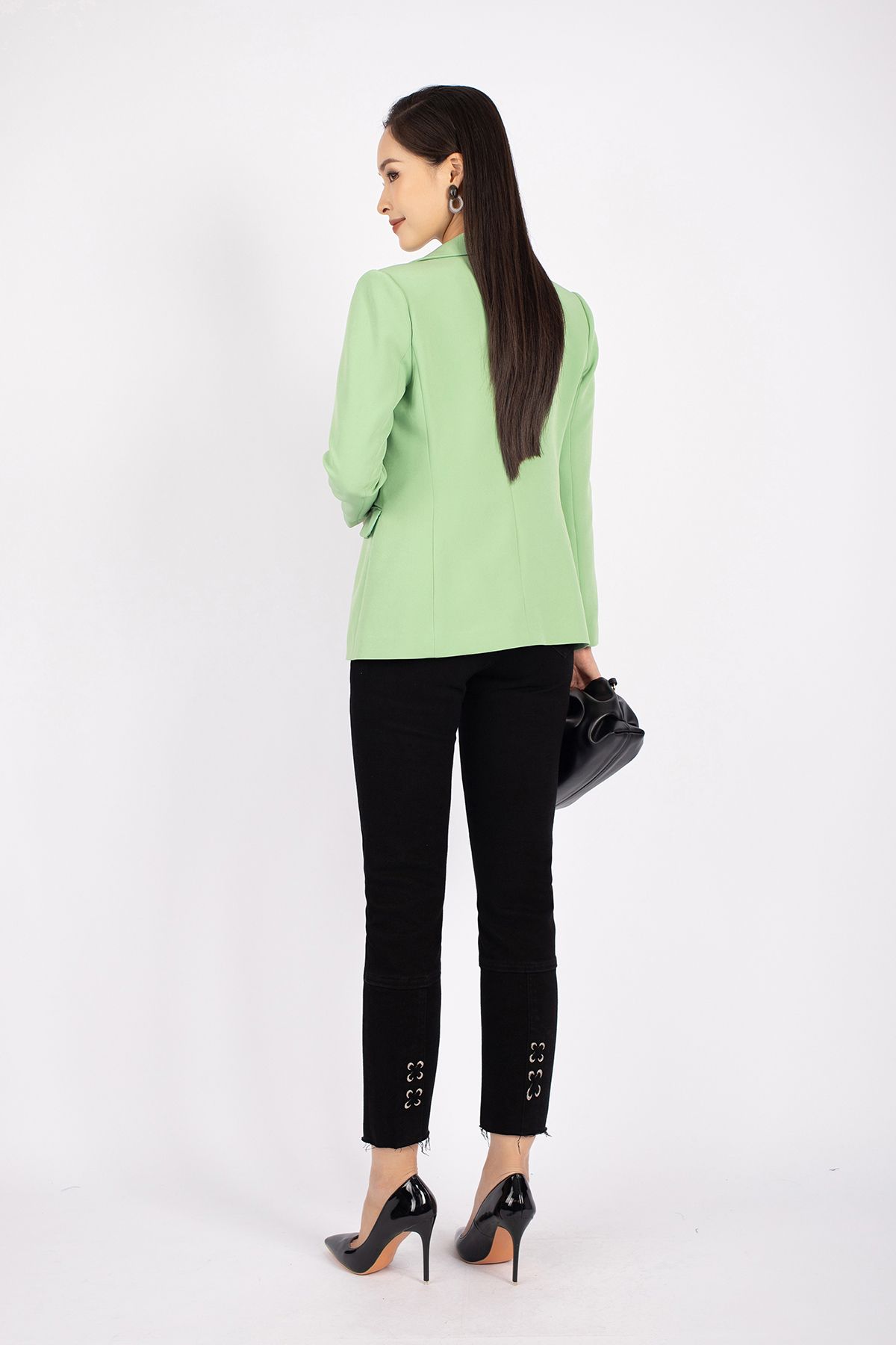 FAV9922 - Áo vest nữ công sở vải thô dáng suông cổ 2 ve phối túi thân ngực - PANTIO