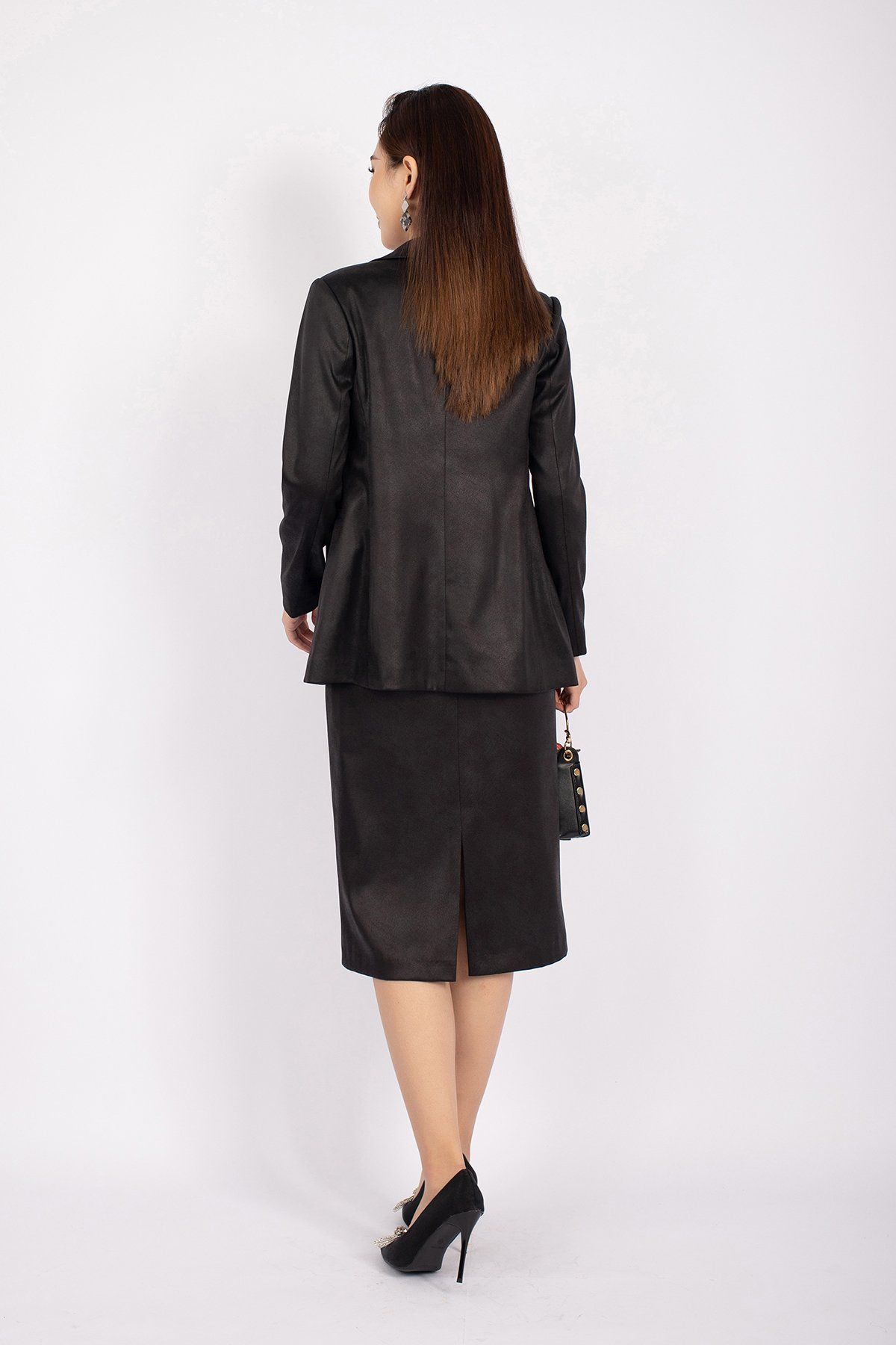 FAV9924 - Áo vest nữ công sở vải lụa dáng suông cổ hai ve phối túi hai bên - PANTIO
