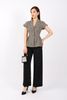 FAV9941 - Áo vest nữ công sở vải dạ dáng ôm có lót vải lụa gió cổ hai ve tay ngắn xếp nhún hai bên hông tạo kiểu - PANTIO