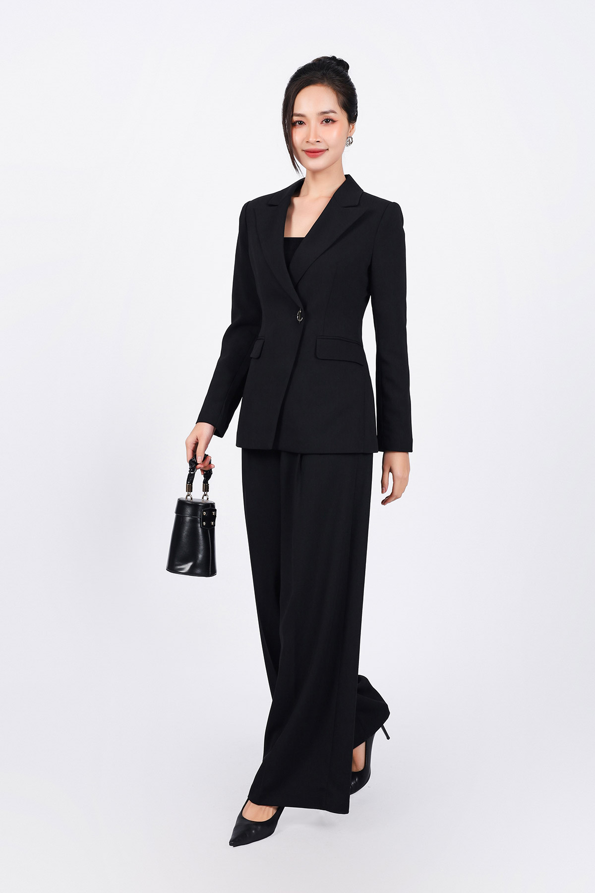 FAV9951 - Áo vest công sở vải thô dáng ôm cổ hai ve vạt chéo thân áo đính khuy kim loại thời trang - PANTIO