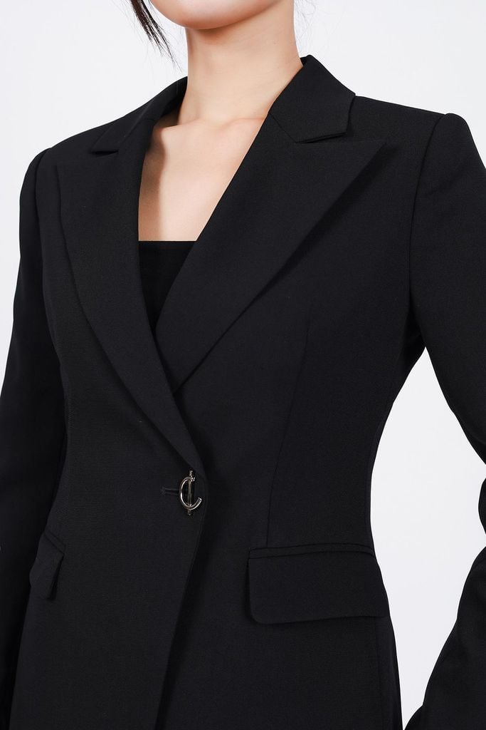 FAV9951 - Áo vest công sở vải thô dáng ôm cổ hai ve vạt chéo thân áo đính khuy kim loại thời trang - PANTIO