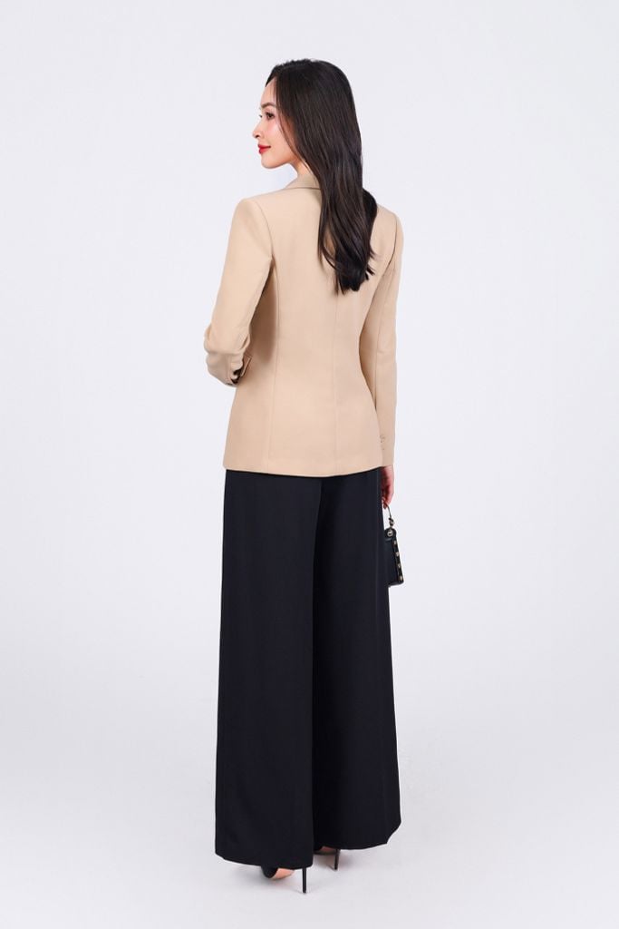 FAV9951 - Áo vest công sở vải thô dáng ôm cổ hai ve vạt chéo thân áo đính khuy kim loại thời trang - PANTIO