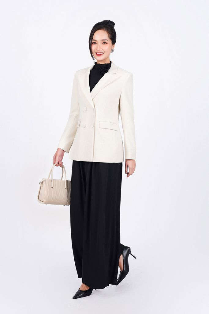 FAV9952 - Áo vest công sở vải thô dày dáng suông cổ hai ve thân áo có túi phối khuy bọc tạo kiểu - PANTIO