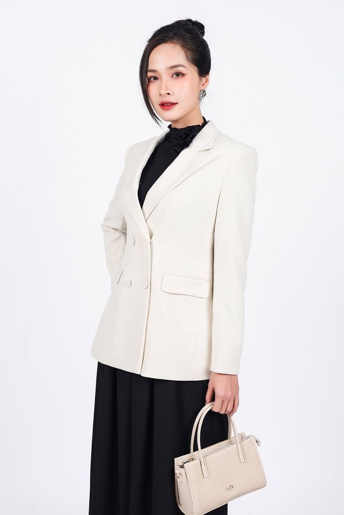 FAV9952 - Áo vest công sở vải thô dày dáng suông cổ hai ve thân áo có túi phối khuy bọc tạo kiểu - PANTIO