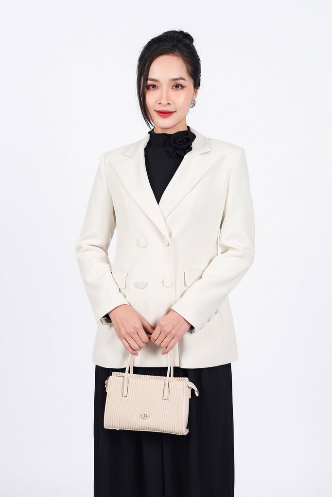 FAV9952 - Áo vest công sở vải thô dày dáng suông cổ hai ve thân áo có túi phối khuy bọc tạo kiểu - PANTIO