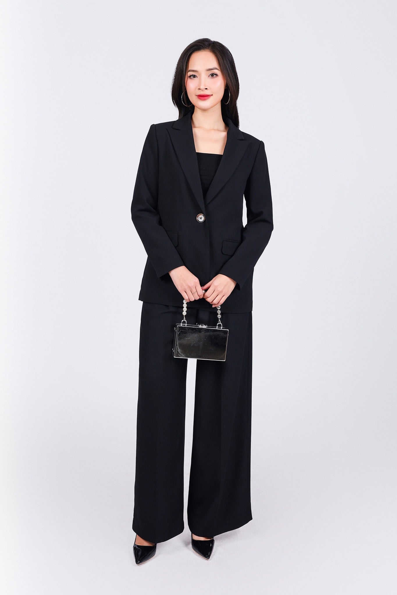 FAV9962 - Áo vest công sở vải thô dáng suông cổ hai ve thân áo phối khuy thời trang có nắp túi tạo kiểu - PANTIO