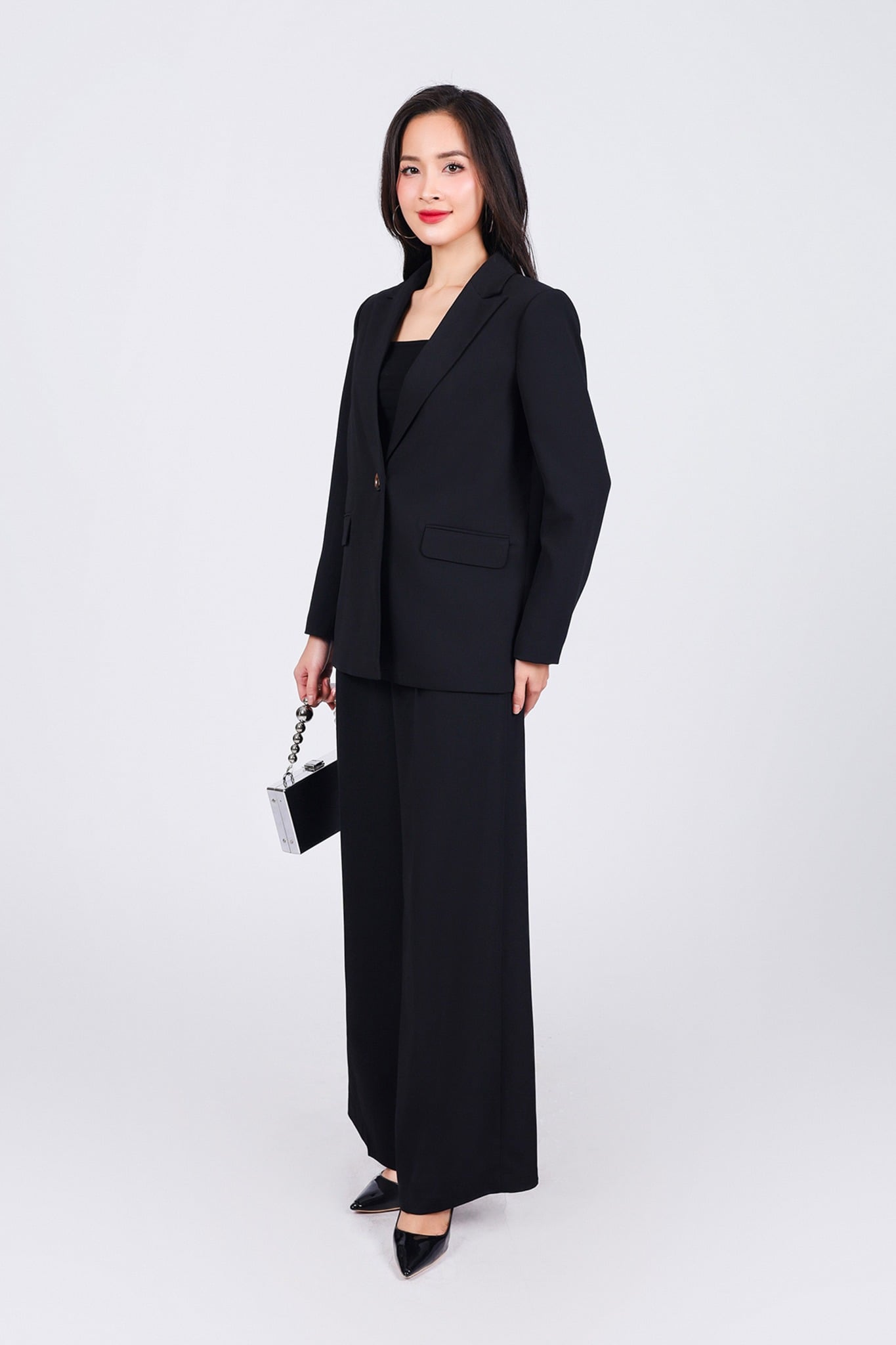 FAV9962 - Áo vest công sở vải thô dáng suông cổ hai ve thân áo phối khuy thời trang có nắp túi tạo kiểu - PANTIO