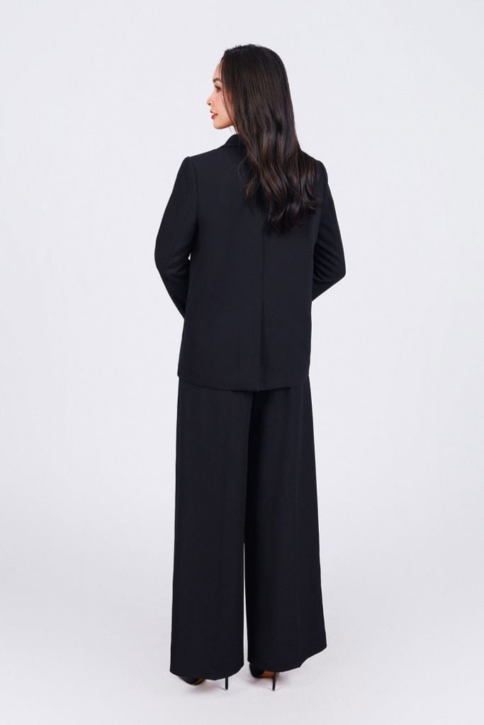 FAV9962 - Áo vest công sở vải thô dáng suông cổ hai ve thân áo phối khuy thời trang có nắp túi tạo kiểu - PANTIO