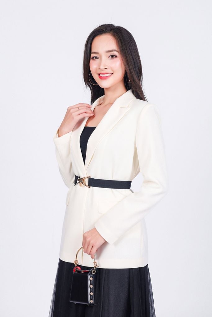 FAV9962 - Áo vest công sở vải thô dáng suông cổ hai ve thân áo phối khuy thời trang có nắp túi tạo kiểu - PANTIO