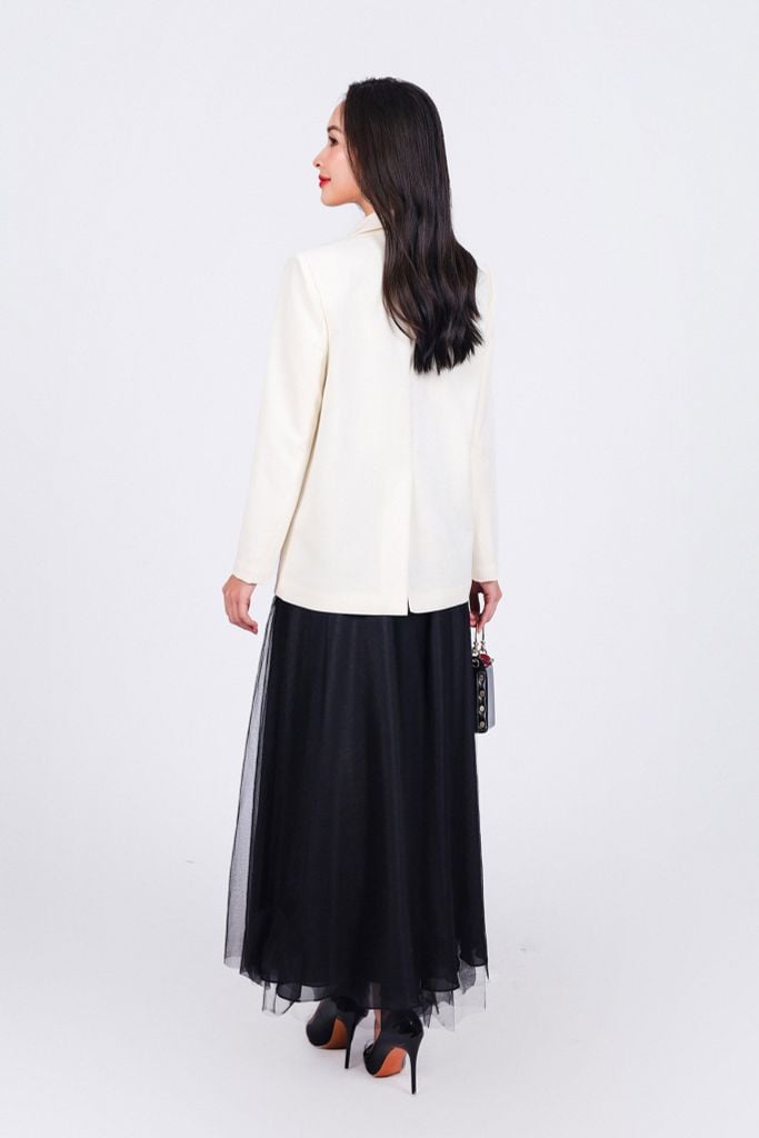 FAV9962 - Áo vest công sở vải thô dáng suông cổ hai ve thân áo phối khuy thời trang có nắp túi tạo kiểu - PANTIO
