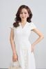 FDC15150 - Đầm công sở vải thô xốp dáng suông cổ xẻ V thân váy xếp ly bung tạo xoè eo phối dây thắt tạo kiểu - PANTIO