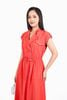 FDC15294 - Đầm công sở vải tuyp xy dáng suông cổ hai ve vai chờm thân váy phối ly tạo kiểu eo bo chun co giãn - PANTIO